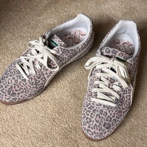 Puma Pink and White Animal Print Sneakers